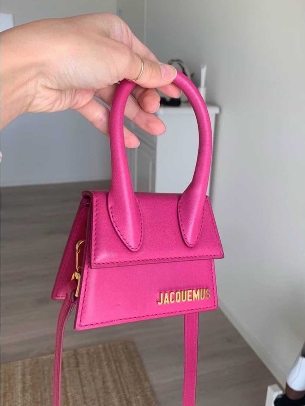 Jacquemus Hot Pink Mini Top-Handle Leather Bag The Chiquito Fuchsia